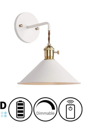 Battery Operated Cordless Modern White Wall Sconce Dimmable LED Remote Control